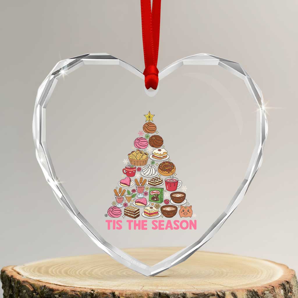 Tis The Season Mexican Christmas Heart Crystal Glass Ornament - Wonder Print Shop
