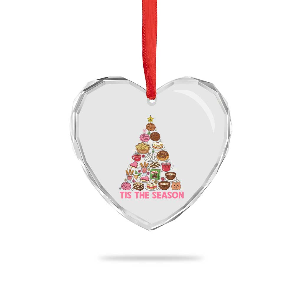 Tis The Season Mexican Christmas Heart Crystal Glass Ornament - Wonder Print Shop