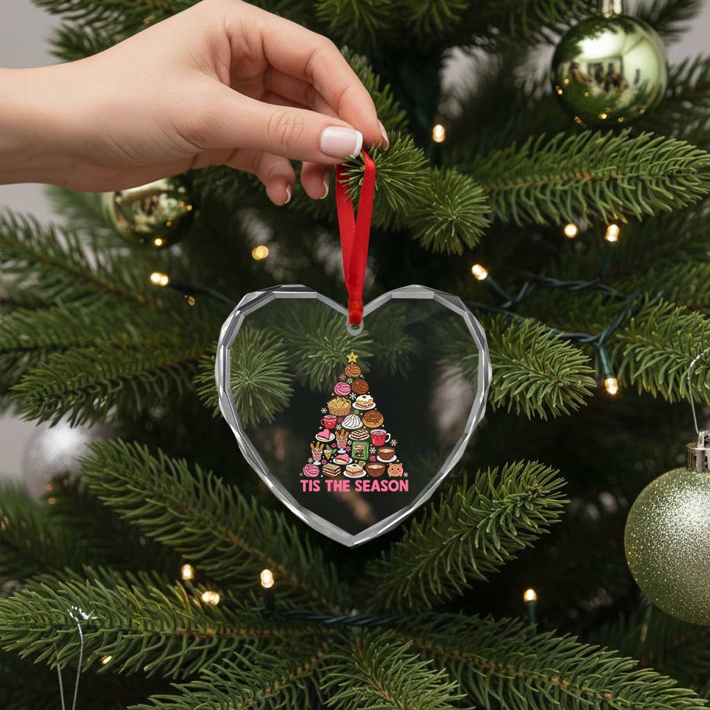Tis The Season Mexican Christmas Heart Crystal Glass Ornament - Wonder Print Shop