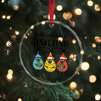 Tis The Season To Be Knitting Crystal Glass Ornament Christmas Gift - Wonder Print Shop