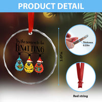 Tis The Season To Be Knitting Crystal Glass Ornament Christmas Gift - Wonder Print Shop