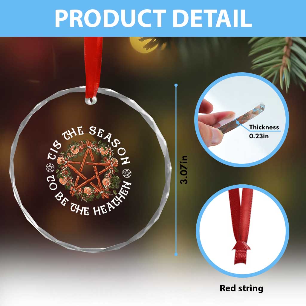 Tis The Season To Be The Heathen Crystal Glass Ornament Pagan Christmas Yule Holiday - Wonder Print Shop