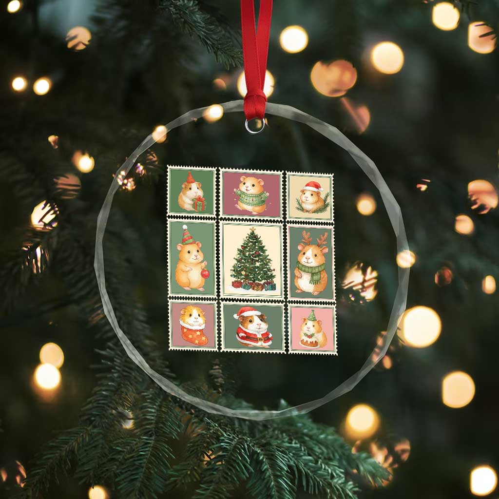 Tis The Season To Be Wheeky Crystal Glass Ornament Christmas Guinea Pig Gift - Wonder Print Shop