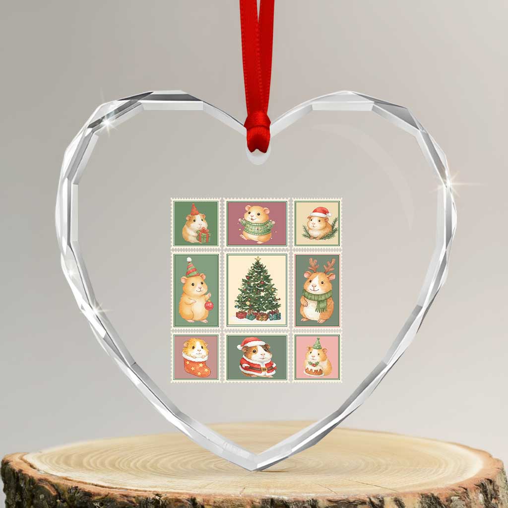 Tis The Season To Be Wheeky Heart Crystal Glass Ornament Christmas Guinea Pig Gift - Wonder Print Shop