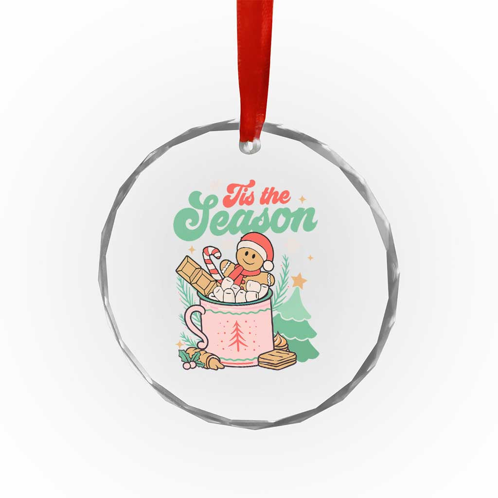 Tis The Season Xmas Crystal Glass Ornament Groovy Retro Gingerbread Hot Cocoa TS09