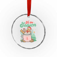 Tis The Season Xmas Crystal Glass Ornament Groovy Retro Gingerbread Hot Cocoa TS09