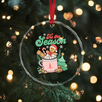 Tis The Season Xmas Crystal Glass Ornament Groovy Retro Gingerbread Hot Cocoa TS09