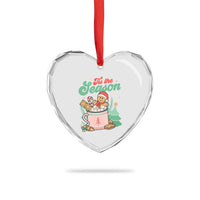 Tis The Season Xmas Heart Crystal Glass Ornament Groovy Retro Gingerbread Hot Cocoa - Wonder Print Shop