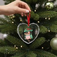 Tis The Season Xmas Heart Crystal Glass Ornament Groovy Retro Gingerbread Hot Cocoa - Wonder Print Shop