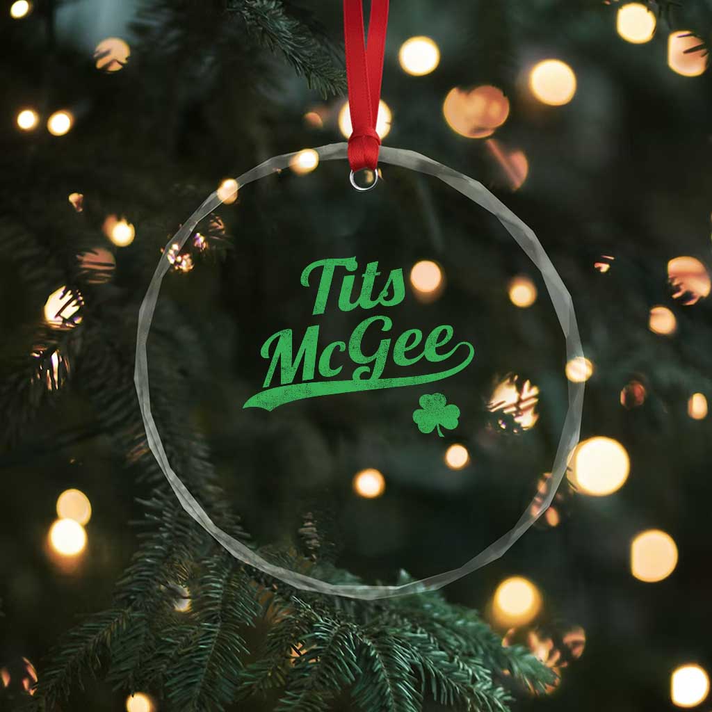 Tits McGee Crystal Glass Ornament Funny Womens St Patricks Day Vintage Shamrocks