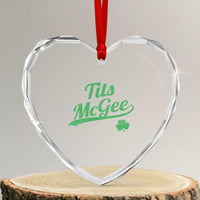 Tits McGee Heart Crystal Glass Ornament Funny Womens St Patricks Day Vintage Shamrocks