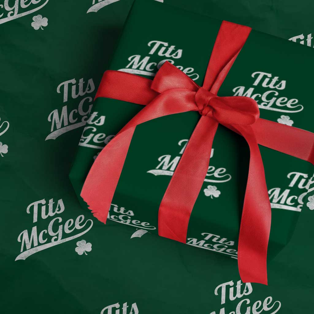 Tits McGee Wrapping Paper Roll Funny St Patricks Day Adult Humor Shamrocks