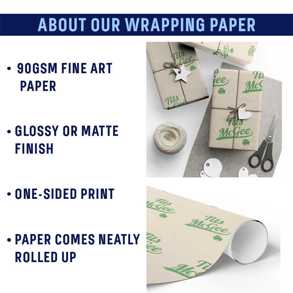 Tits McGee Wrapping Paper Roll Funny Womens St Patricks Day Vintage Shamrocks