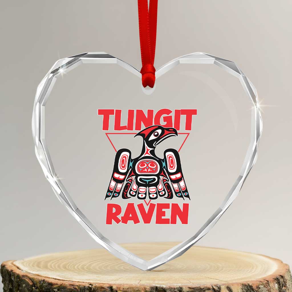 Tlingit Raven Totem Heart Crystal Glass Ornament Alaska Native Tribal Art Design - Wonder Print Shop