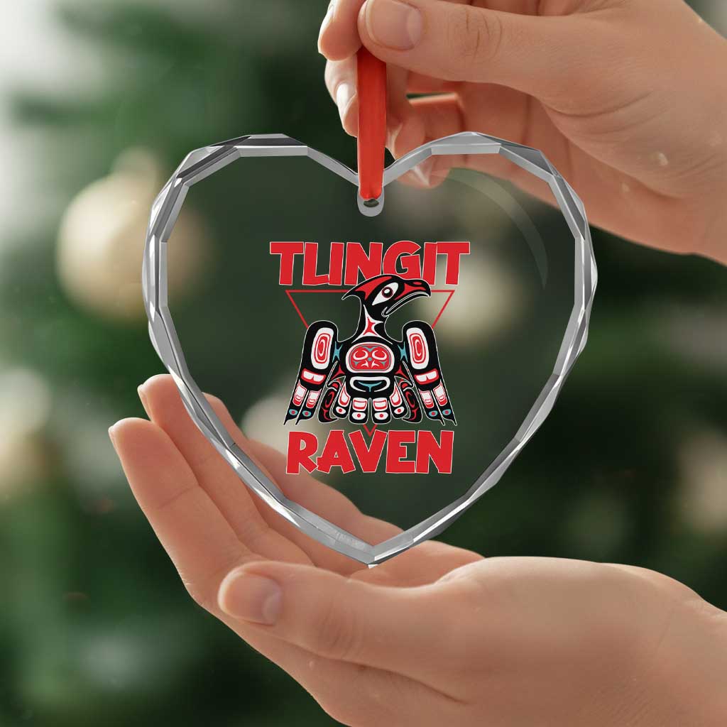Tlingit Raven Totem Heart Crystal Glass Ornament Alaska Native Tribal Art Design - Wonder Print Shop