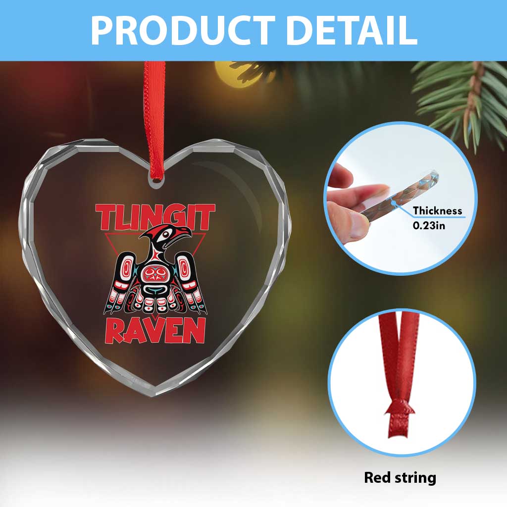 Tlingit Raven Totem Heart Crystal Glass Ornament Alaska Native Tribal Art Design - Wonder Print Shop