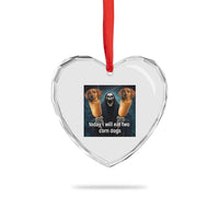 Today I Will Eat Two Corn Dogs Skeleton Meme Heart Crystal Glass Ornament