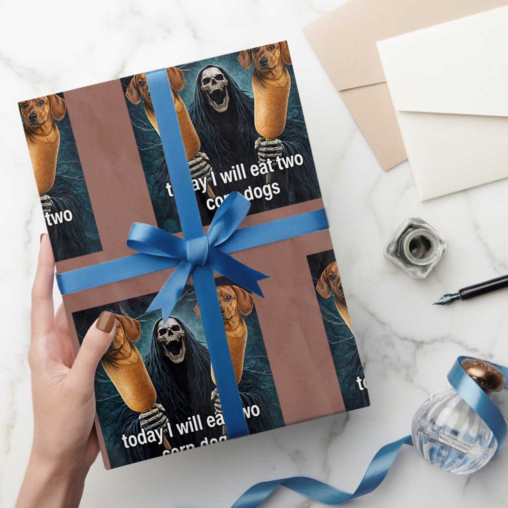 Today I Will Eat Two Corn Dogs Skeleton Meme Wrapping Paper Roll