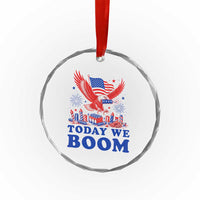 Today We Boom 4th of July Bald Eagle Fireworks Crystal Glass Ornament