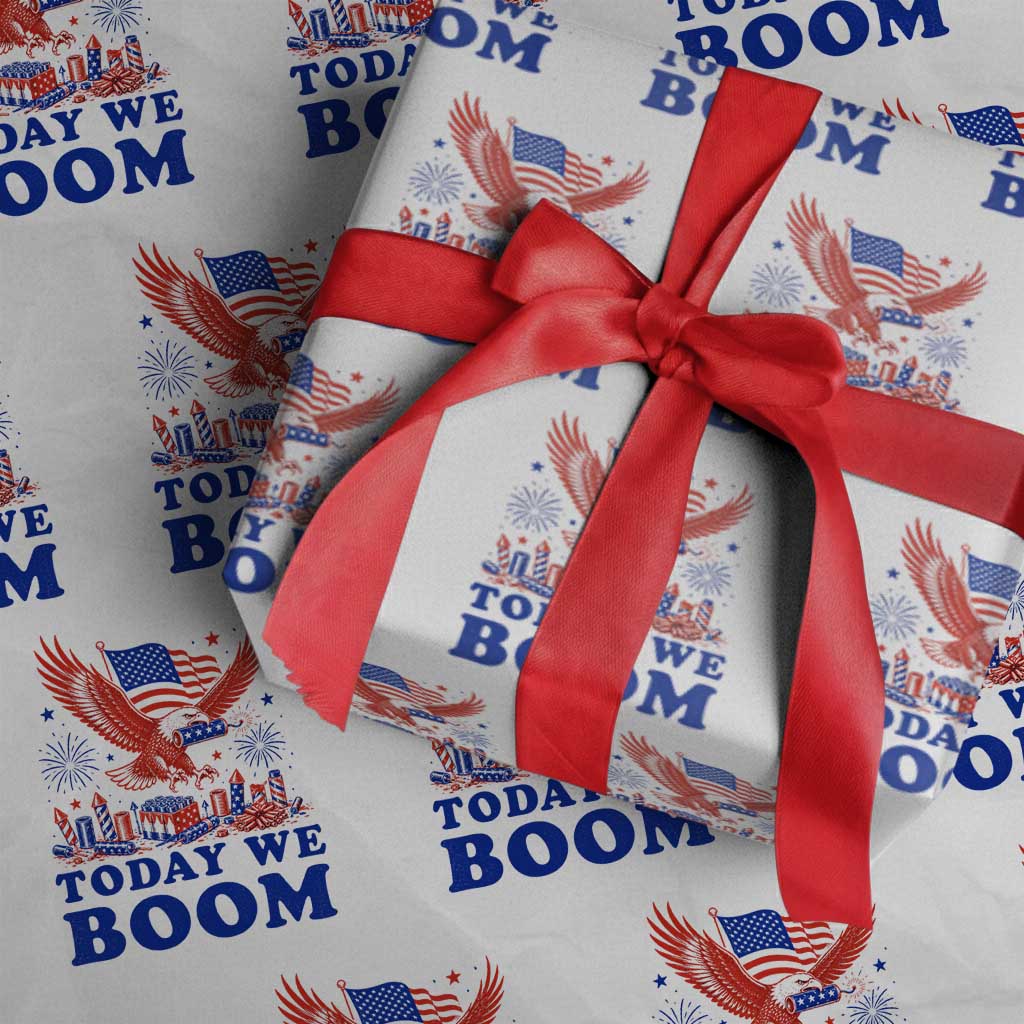 Today We Boom 4th of July Bald Eagle Fireworks Wrapping Paper Roll