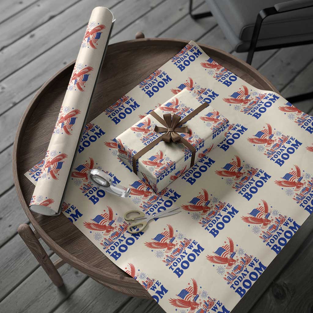 Today We Boom 4th of July Bald Eagle Fireworks Wrapping Paper Roll