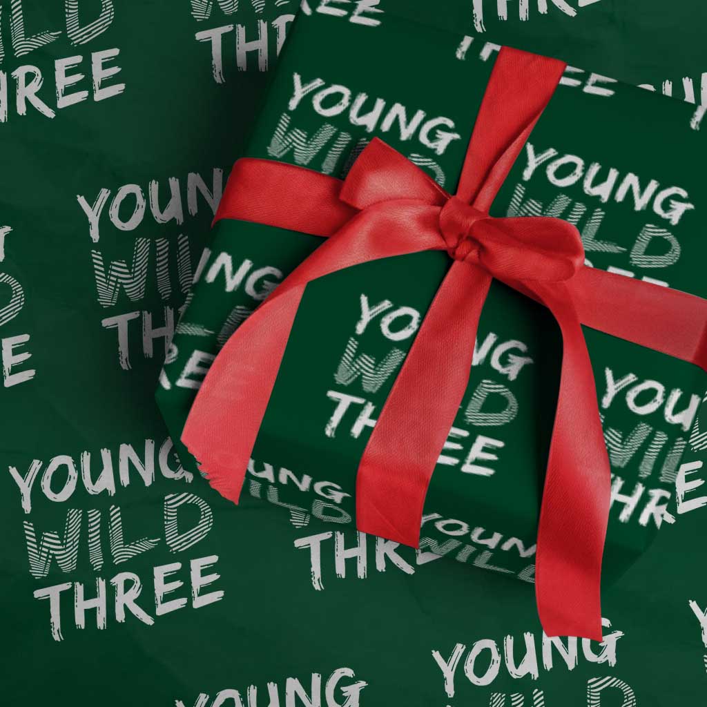 Toddler 3rd Birthday Wrapping Paper Roll Young Wild And Three - Wonder Print Shop