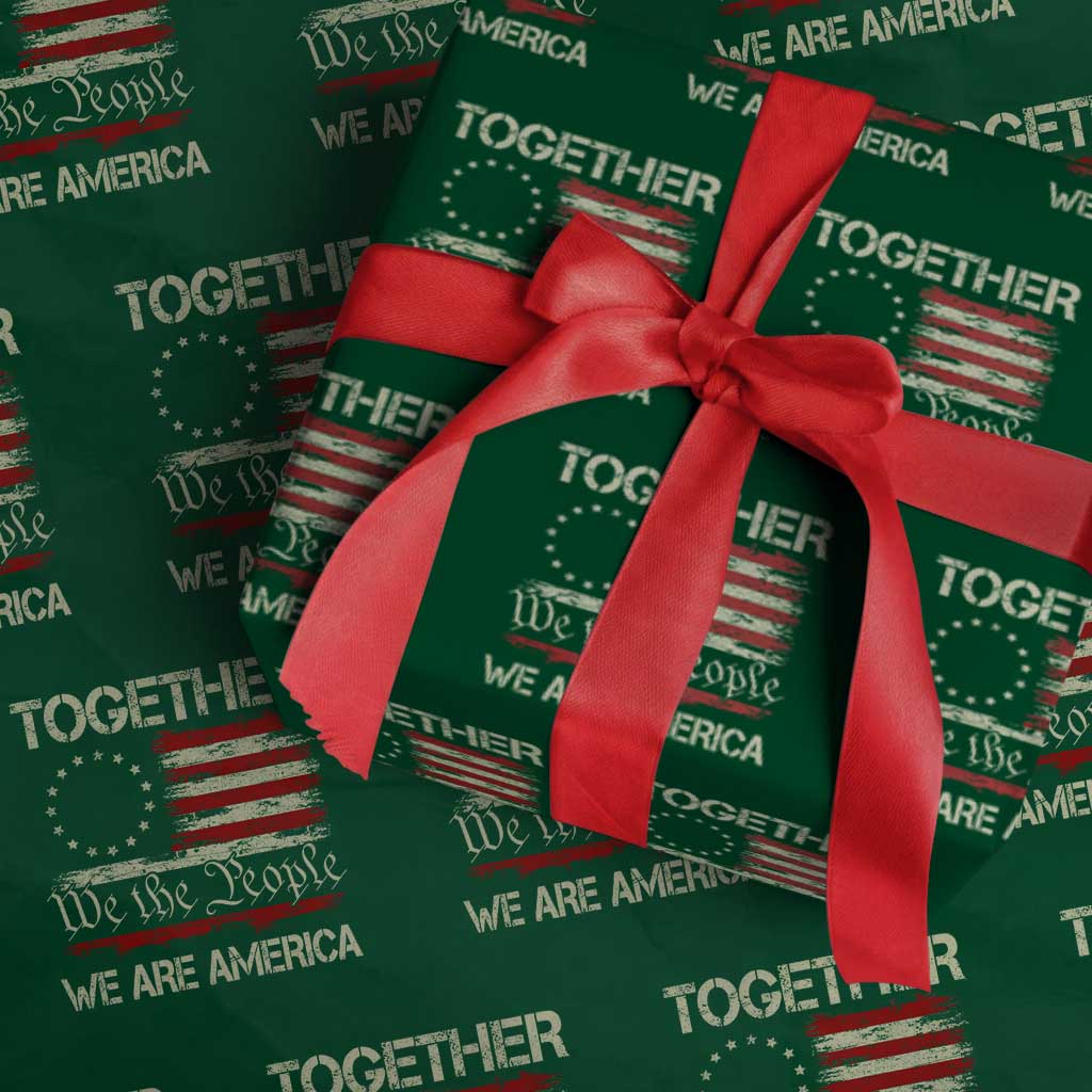 Together We Are America Betsy Ross Patriotic Flag Wrapping Paper Roll We The People Unity and Freedom Bunny Inspirational Quote