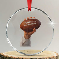 Together We Are America Bunny Holding Football Crystal Glass Ornament Unity Game Day Inspirational Quote
