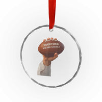 Together We Are America Bunny Holding Football Crystal Glass Ornament Unity Game Day Inspirational Quote