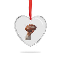 Together We Are America Bunny Holding Football Heart Crystal Glass Ornament Unity Game Day Inspirational Quote