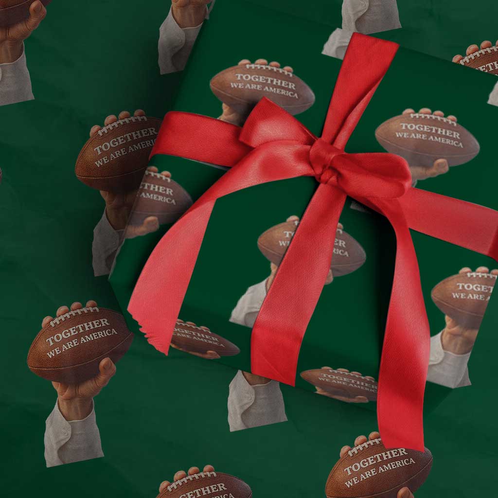 Together We Are America Bunny Holding Football Wrapping Paper Roll Unity Game Day Inspirational Quote