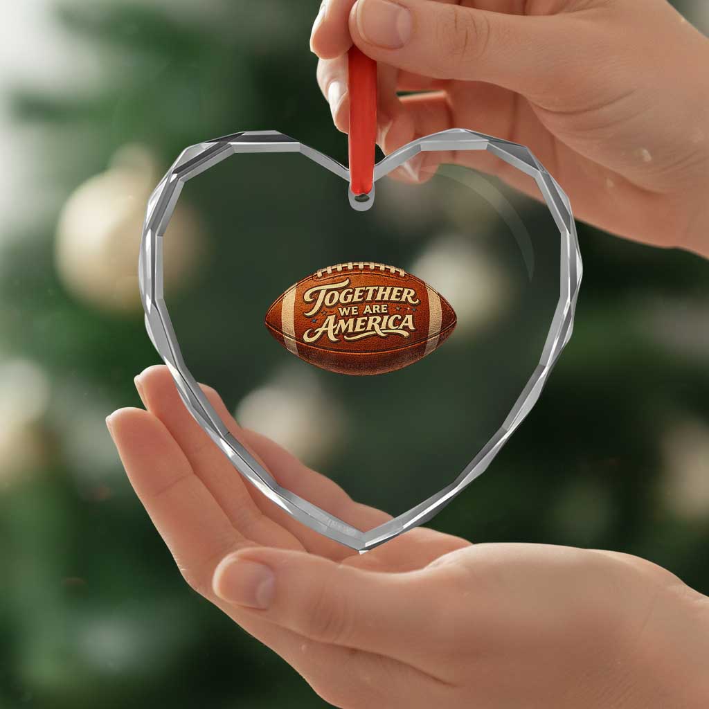Together We Are America Heart Crystal Glass Ornament Bold Statement Unity Bunny Inspirational Quote
