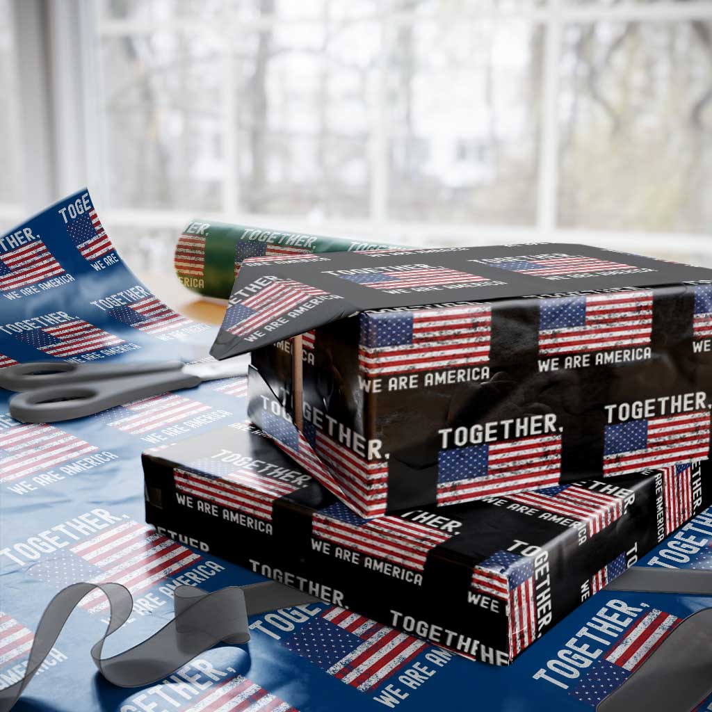 Together We Are America Vintage Football Wrapping Paper Roll Classic Patriotic Sports Bunny Inspirational Quote