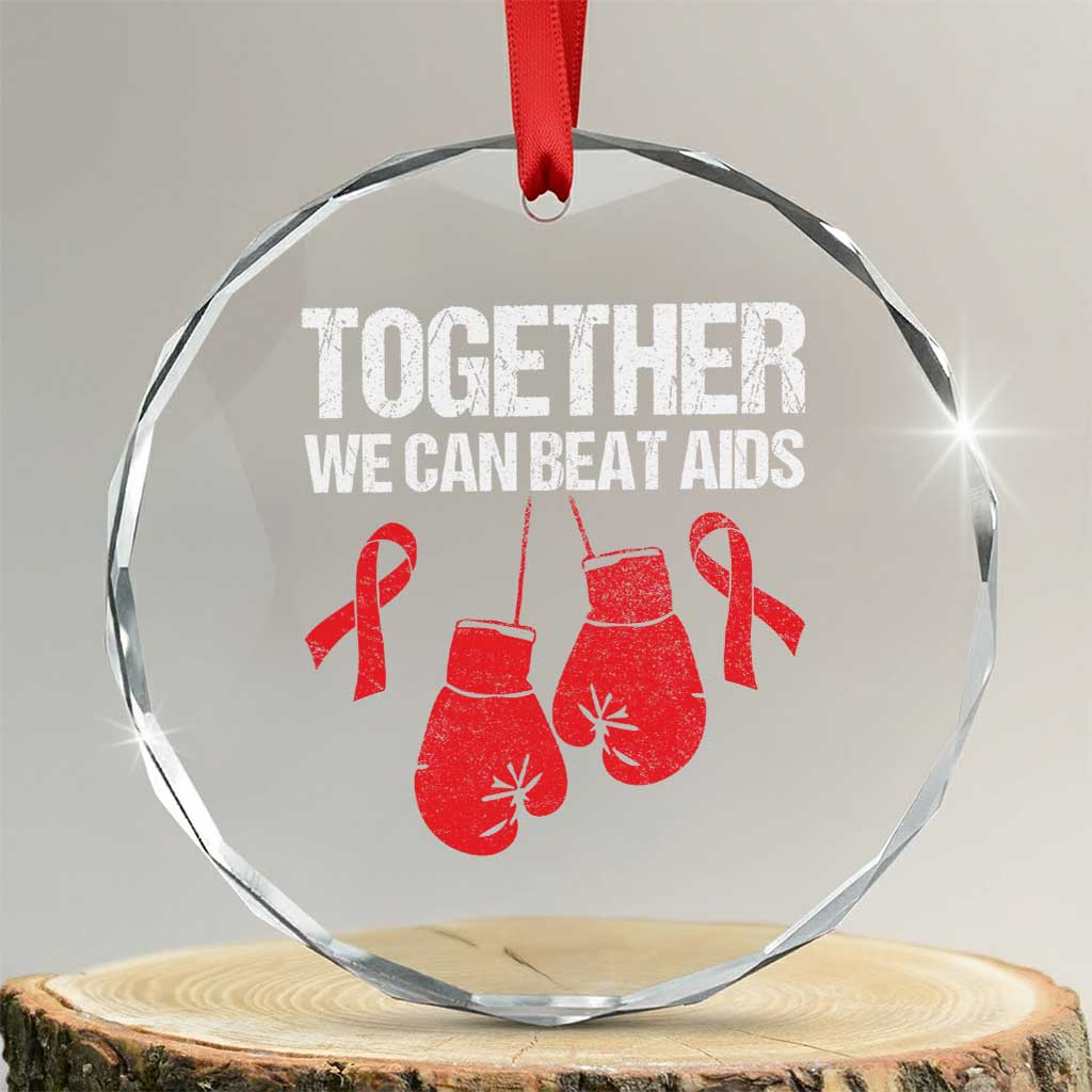 Together We Can Beat AIDS Crystal Glass Ornament Boxing HIV Awareness Gift - Wonder Print Shop