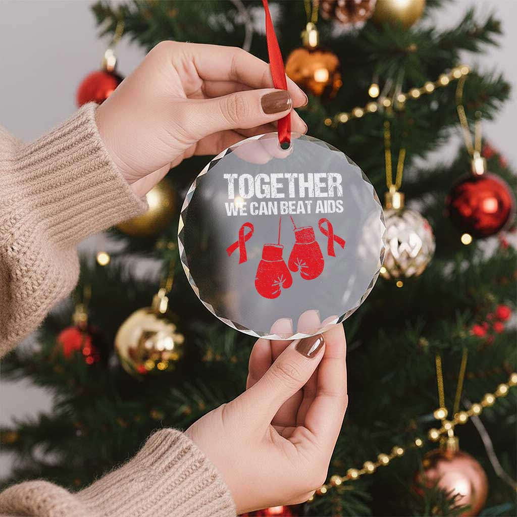 Together We Can Beat AIDS Crystal Glass Ornament Boxing HIV Awareness Gift - Wonder Print Shop