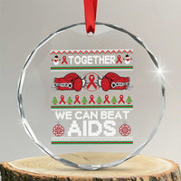 Together We Can Beat AIDS Crystal Glass Ornament HIV Awareness Boxing Ugly Sweater Gift - Wonder Print Shop
