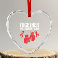 Together We Can Beat AIDS Heart Crystal Glass Ornament Boxing HIV Awareness Gift - Wonder Print Shop