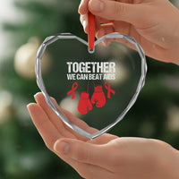Together We Can Beat AIDS Heart Crystal Glass Ornament Boxing HIV Awareness Gift - Wonder Print Shop