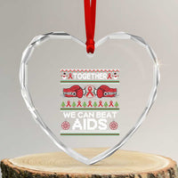Together We Can Beat AIDS Heart Crystal Glass Ornament HIV Awareness Boxing Ugly Sweater Gift - Wonder Print Shop