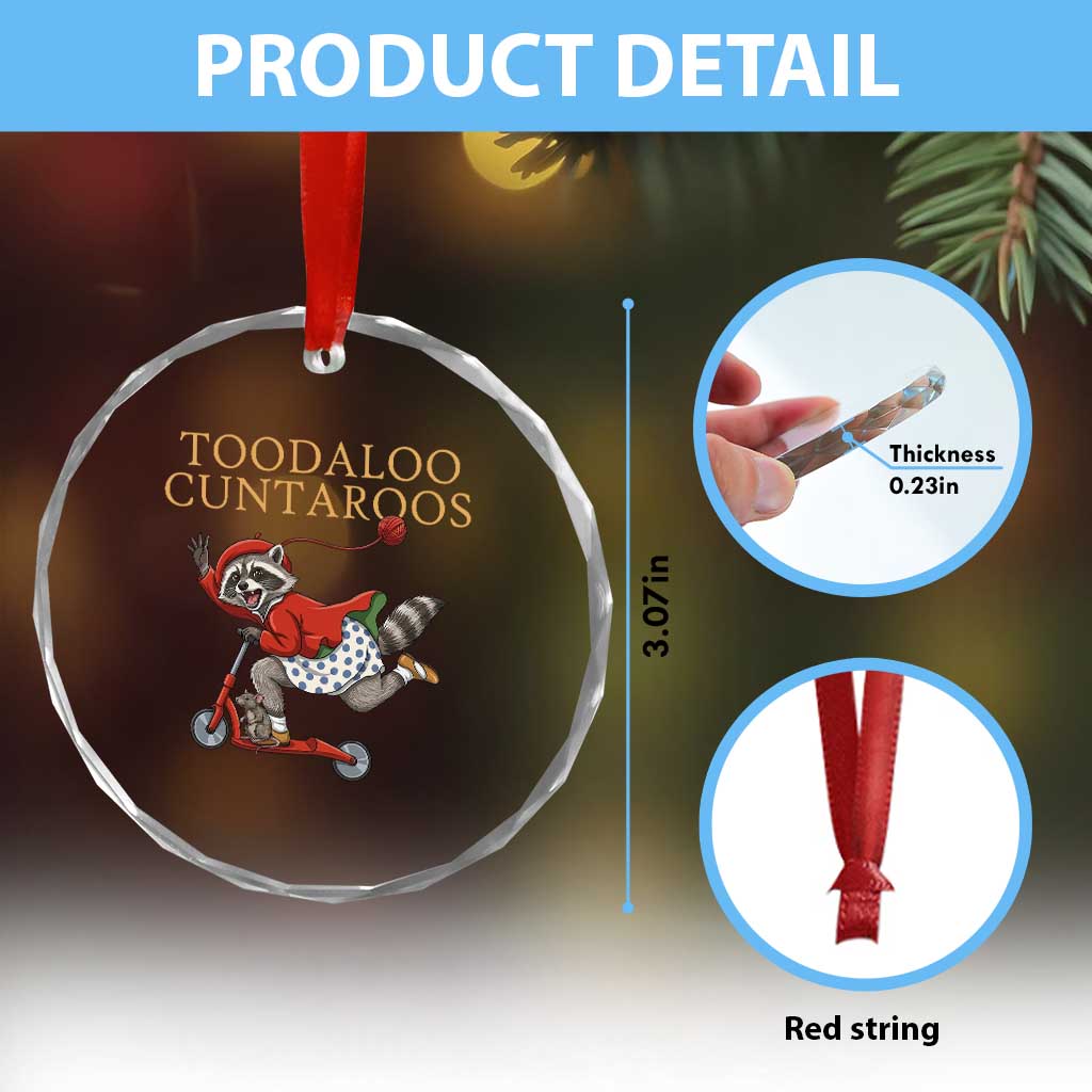 Toodaloo Cuntaroos Crystal Glass Ornament Funny Sarcastic Raccoon Inappropriate Meme