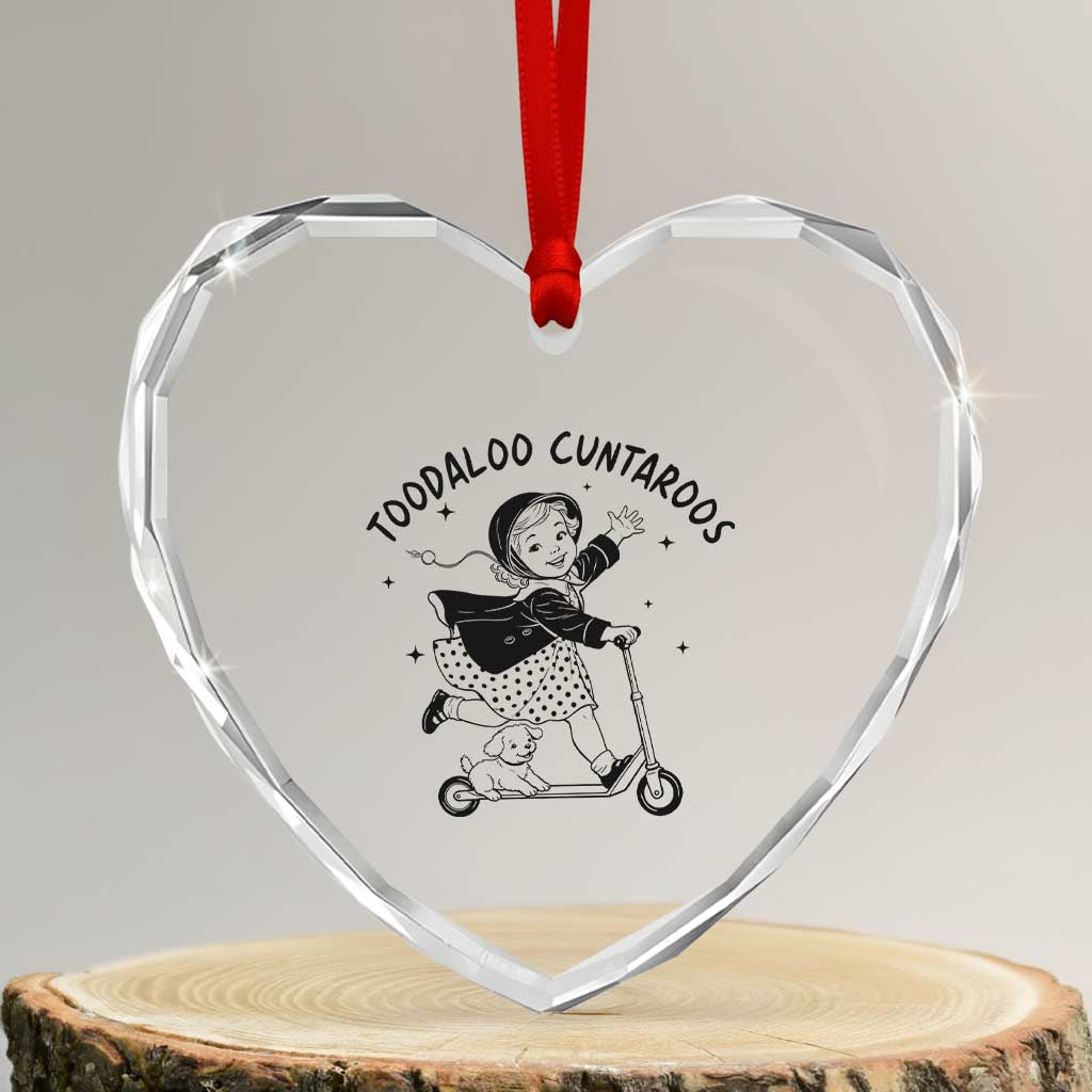 Toodaloo Cuntaroos Heart Crystal Glass Ornament Funny Roller Girl Sarcastic
