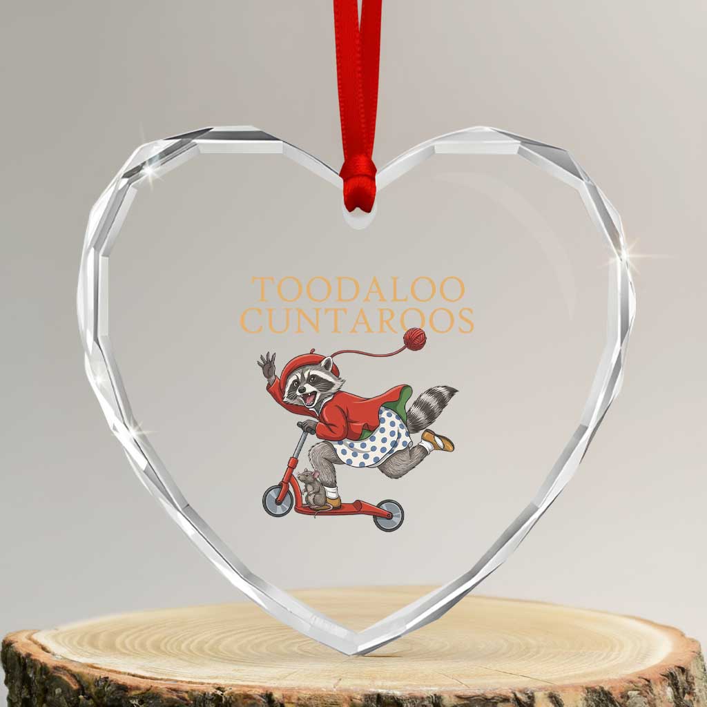 Toodaloo Cuntaroos Heart Crystal Glass Ornament Funny Sarcastic Raccoon Inappropriate Meme