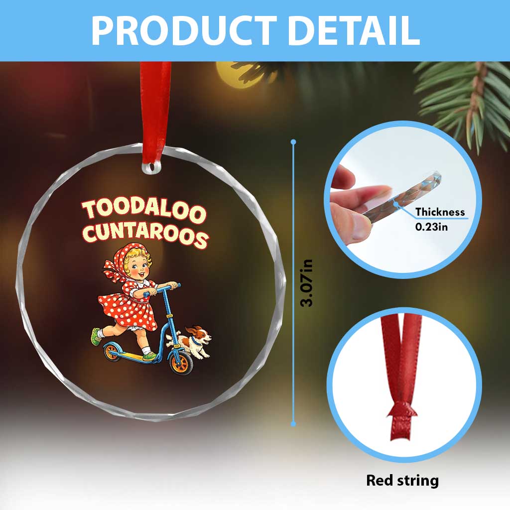 Toodaloo Cuntaroos Retro Scooter Girl Crystal Glass Ornament Funny Offensive Retro Goodbye Meme Dark Humor