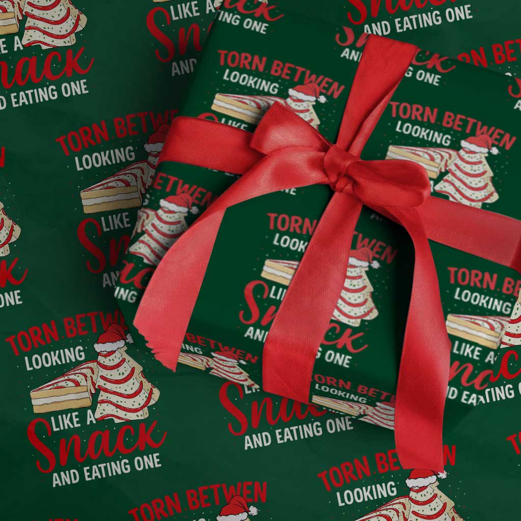Torn Between Looking Like A Snack Or Eating One Christmas Wrapping Paper Roll Debbies Tree Cake - Wonder Print Shop