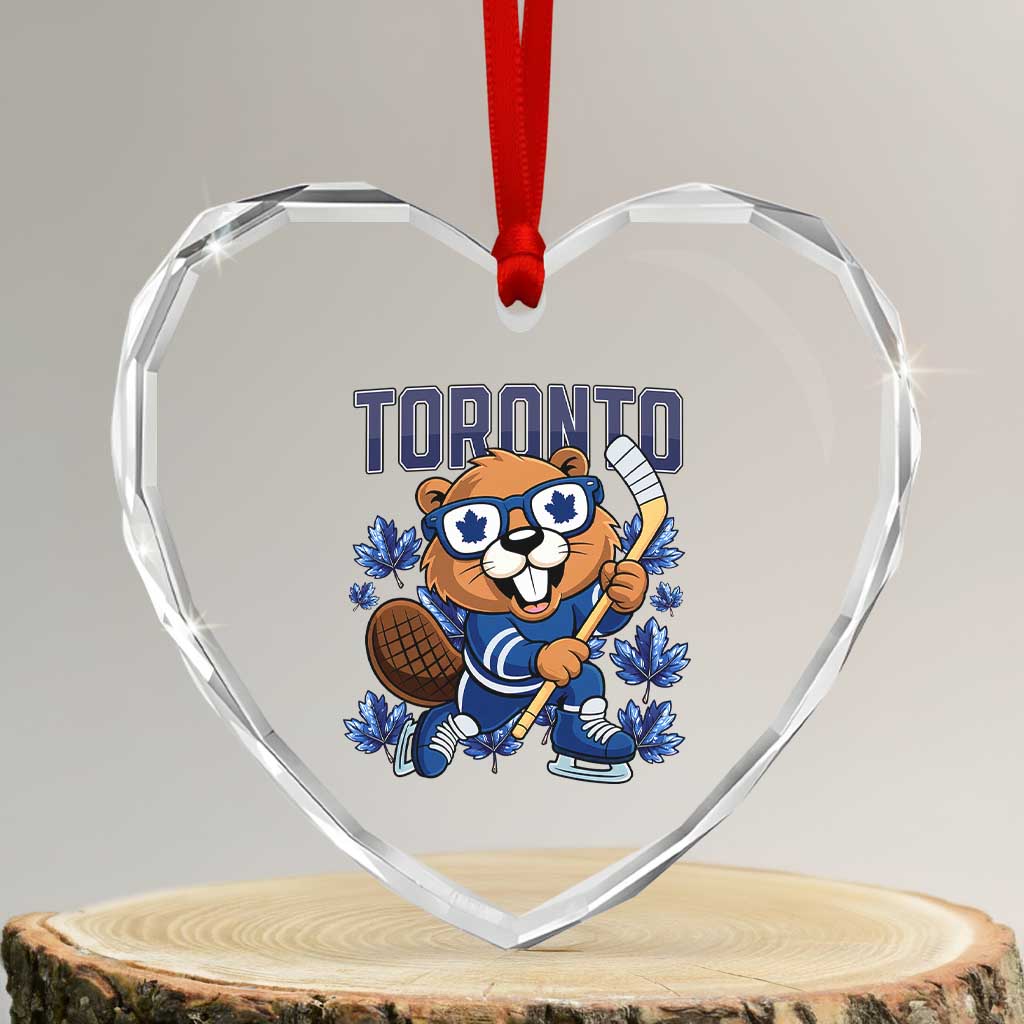 Toronto Ice Hockey Beaver Heart Crystal Glass Ornament Canadian Pride Gift - Wonder Print Shop