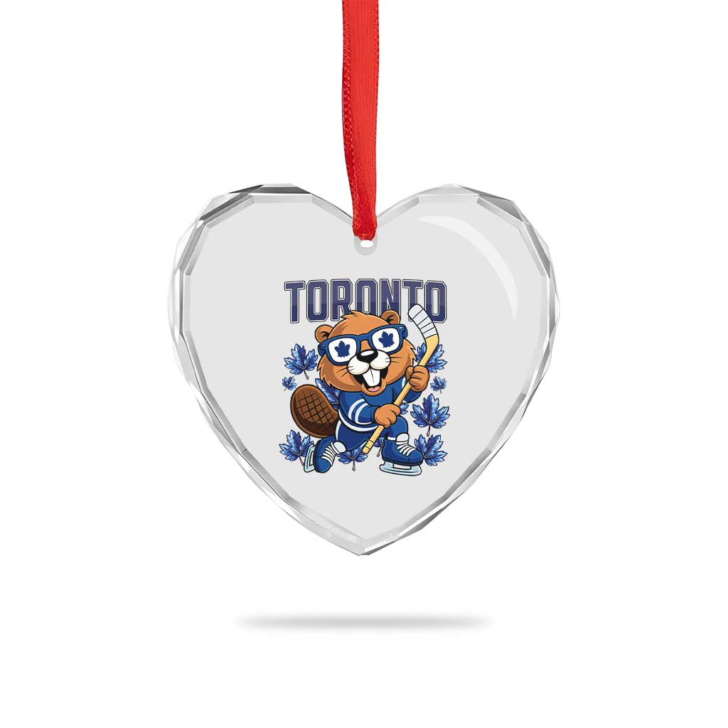 Toronto Ice Hockey Beaver Heart Crystal Glass Ornament Canadian Pride Gift - Wonder Print Shop