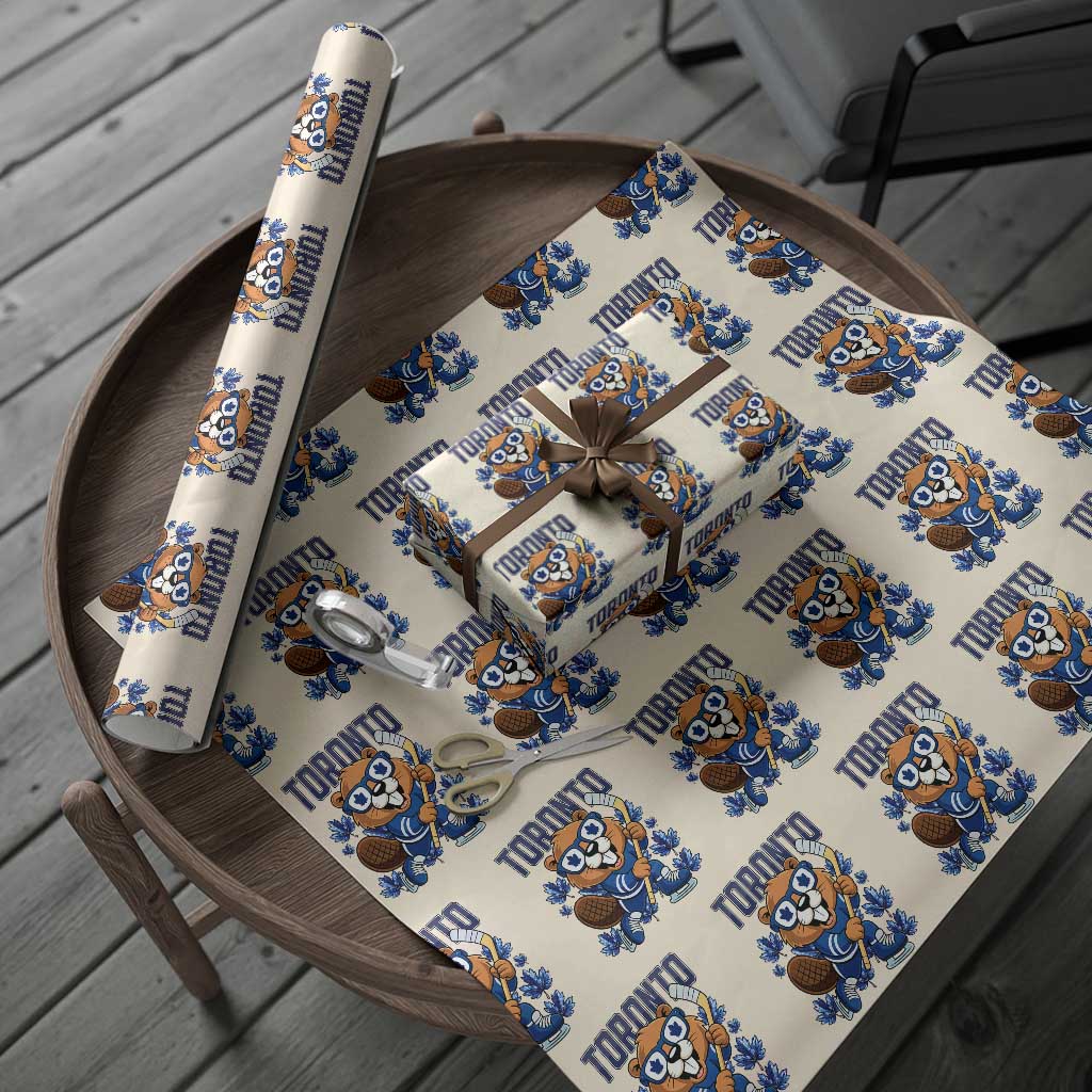 Toronto Ice Hockey Beaver Wrapping Paper Roll Canadian Pride Gift - Wonder Print Shop