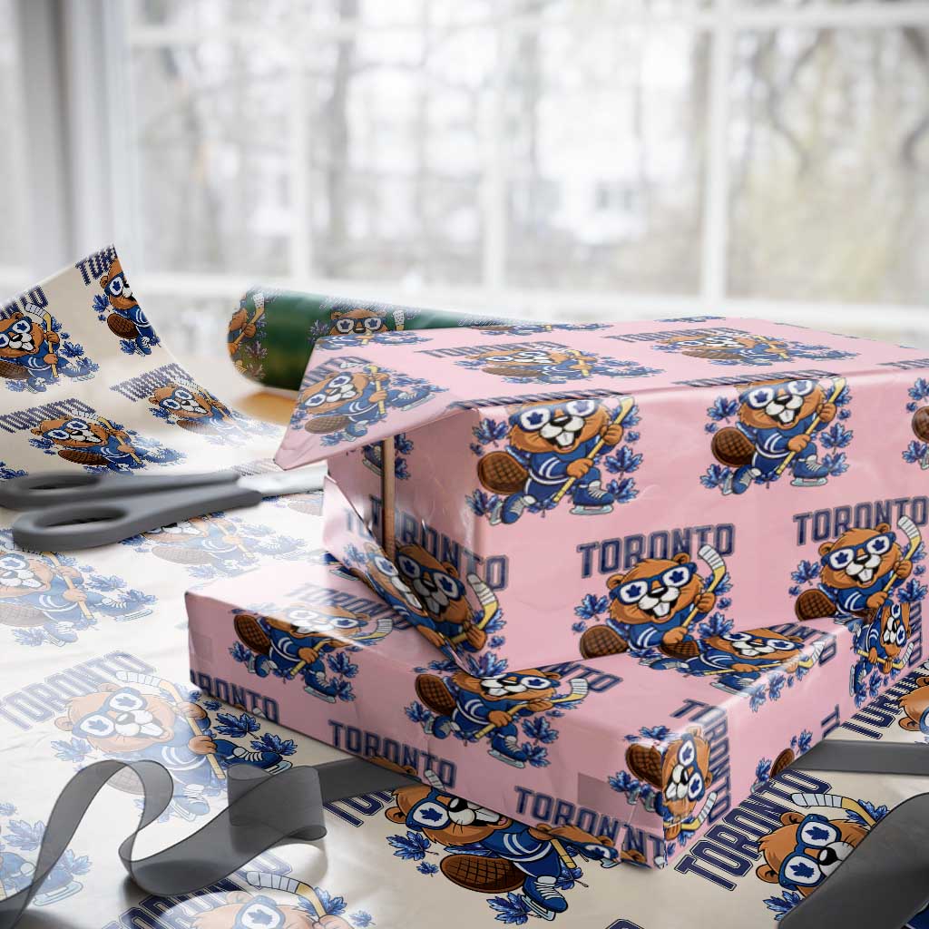 Toronto Ice Hockey Beaver Wrapping Paper Roll Canadian Pride Gift - Wonder Print Shop