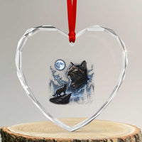 Tortoiseshell Cat Howling To The Moon Heart Crystal Glass Ornament Tortie Cat Lover 90s Retro