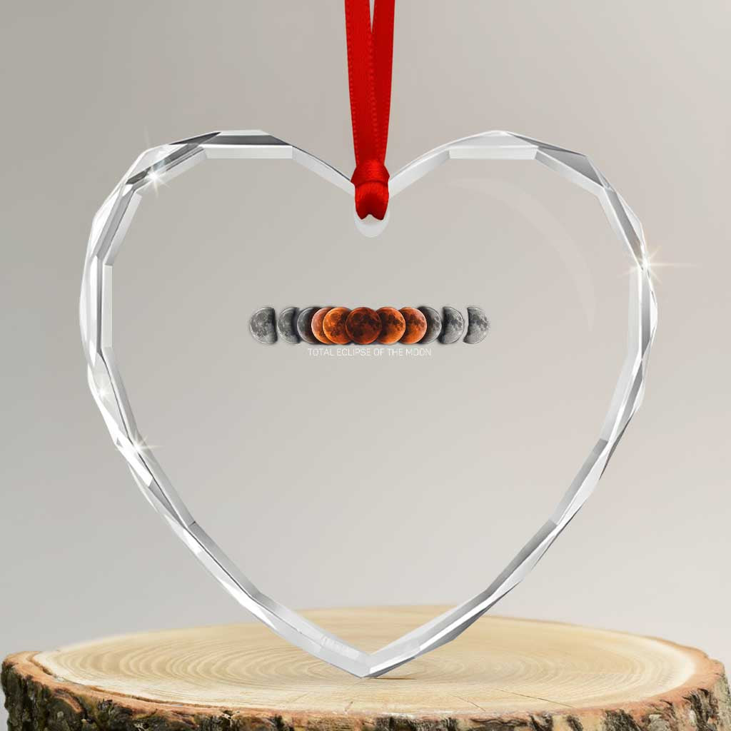 Total Eclipse of the Moon Phases Heart Crystal Glass Ornament Blood Moon Space Astronomy Celestial Graphic
